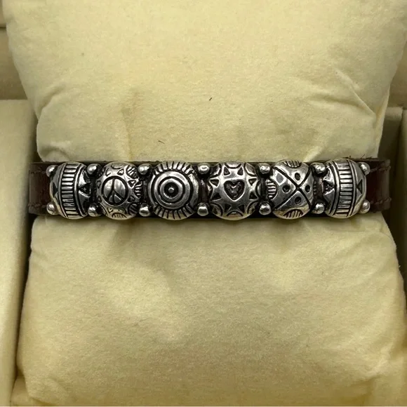 Brighton “Harmony Bandit” Brown Leather Band Bracelet - Picture 2 of 10